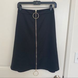 Front zip with golden ring a line skirt